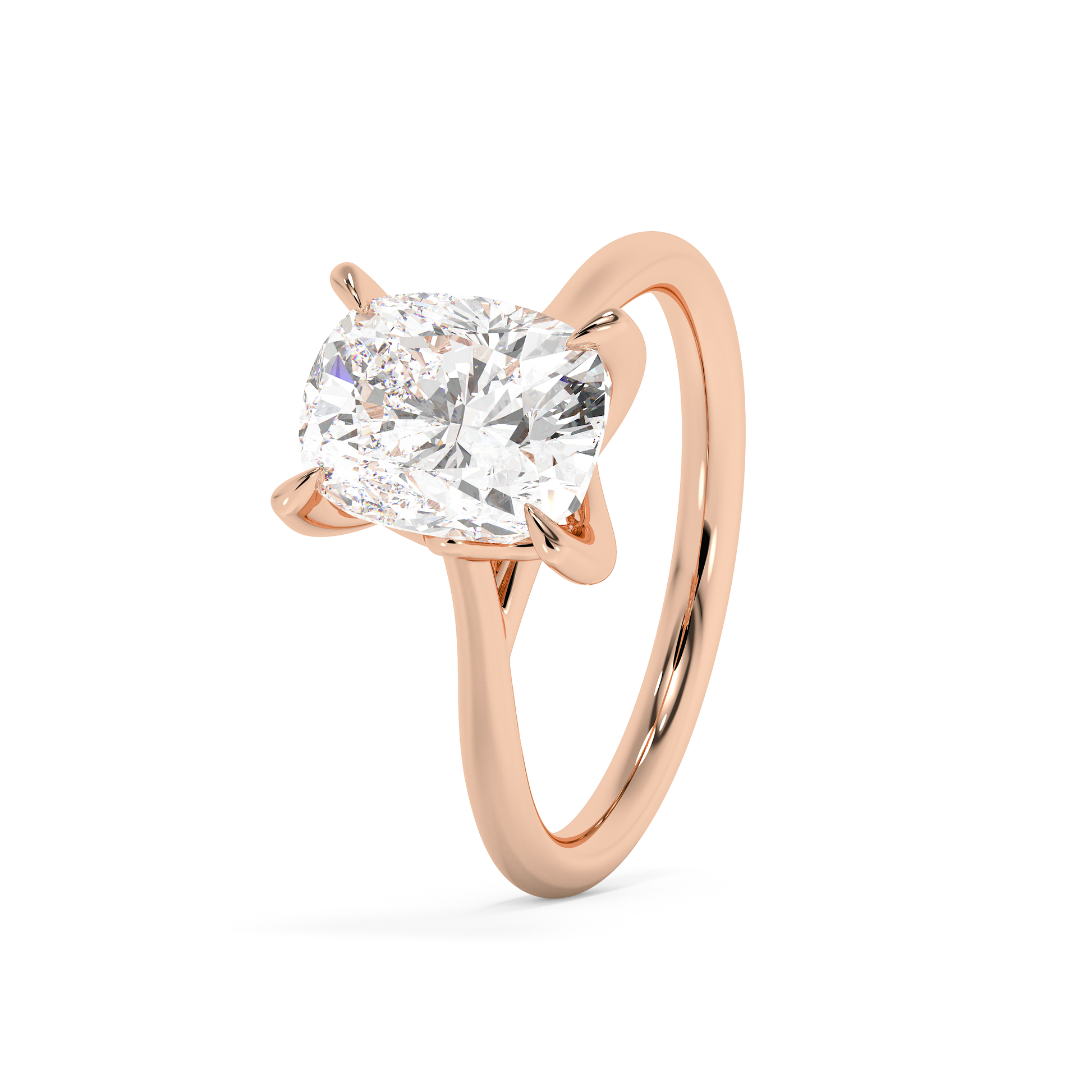 Emerald Solitaire Lab Grown Diamond Engagement Ring