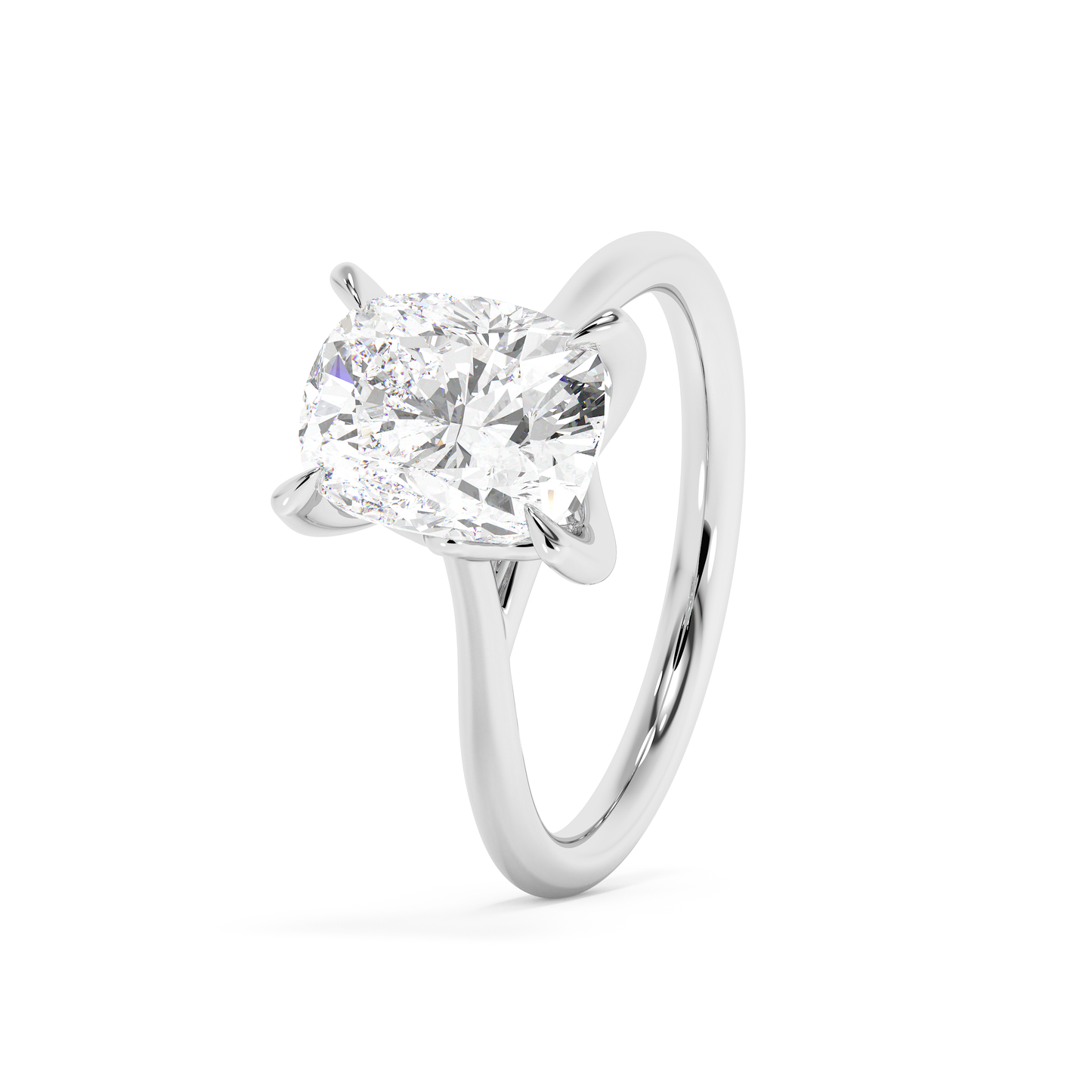 Emerald Solitaire Lab Grown Diamond Engagement Ring
