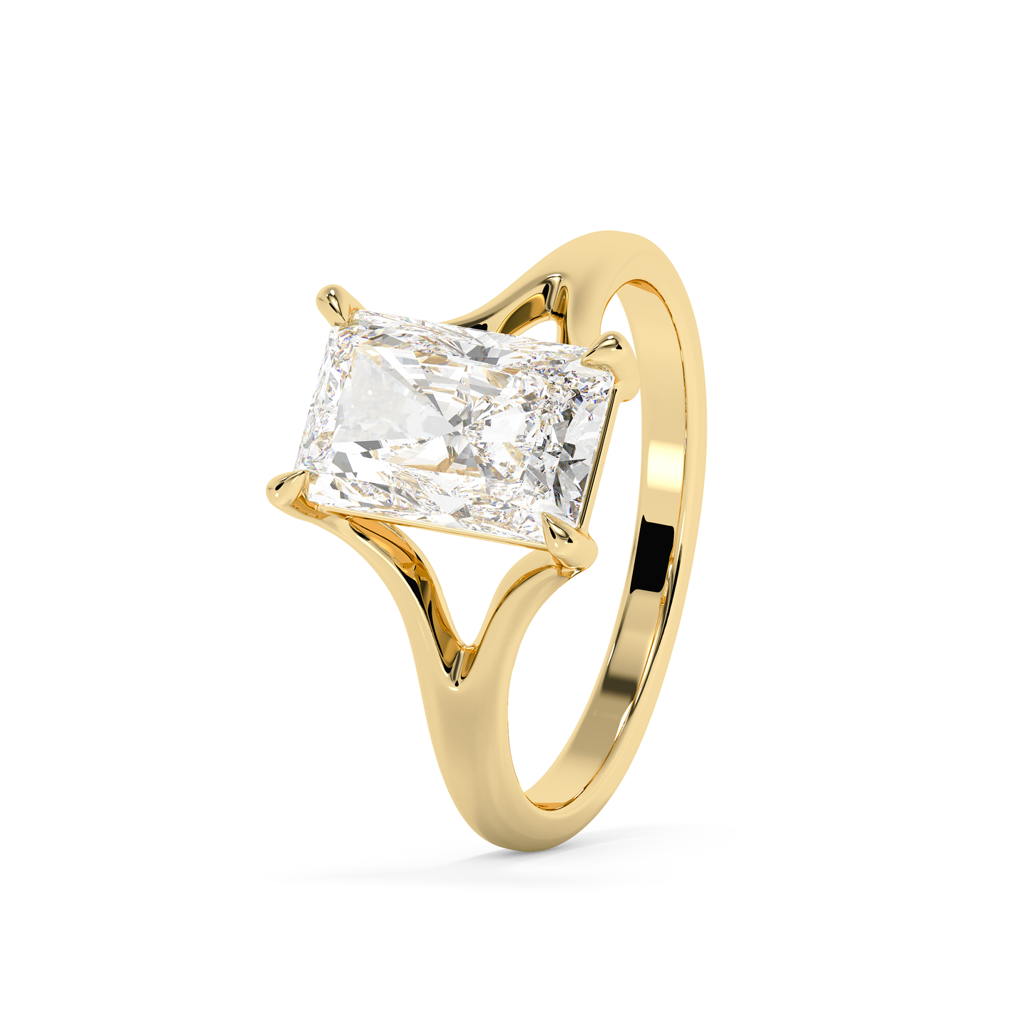 Emerald Solitaire Lab Grown Diamond Engagement Ring