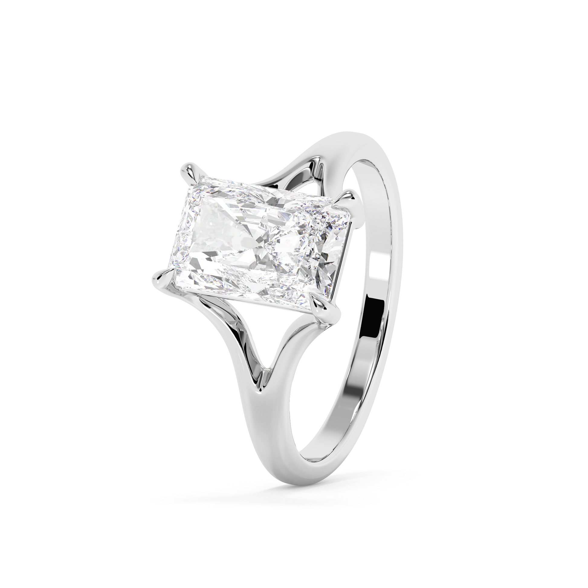 Emerald Solitaire Lab Grown Diamond Engagement Ring