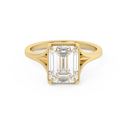 Emerald Solitaire Lab Grown Diamond Engagement Ring