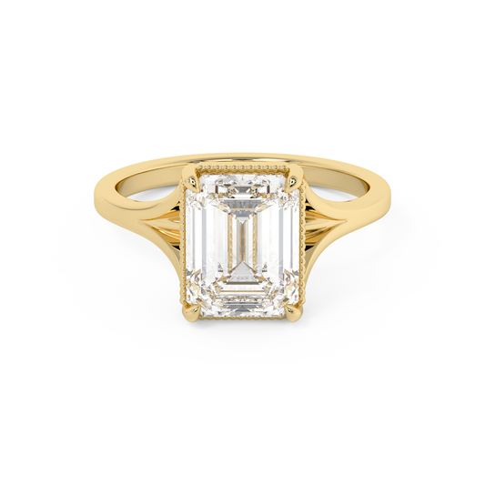 Emerald Solitaire Lab Grown Diamond Engagement Ring