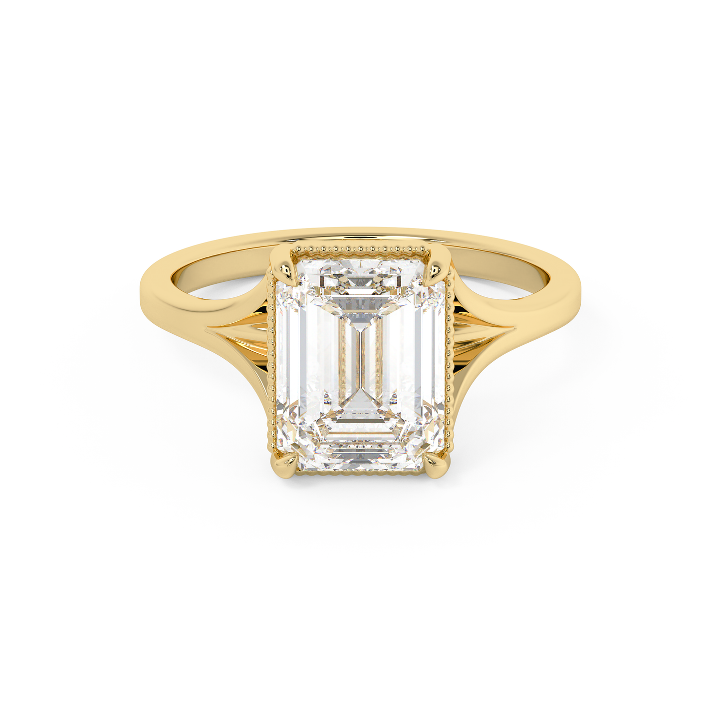 Emerald Solitaire Lab Grown Diamond Engagement Ring