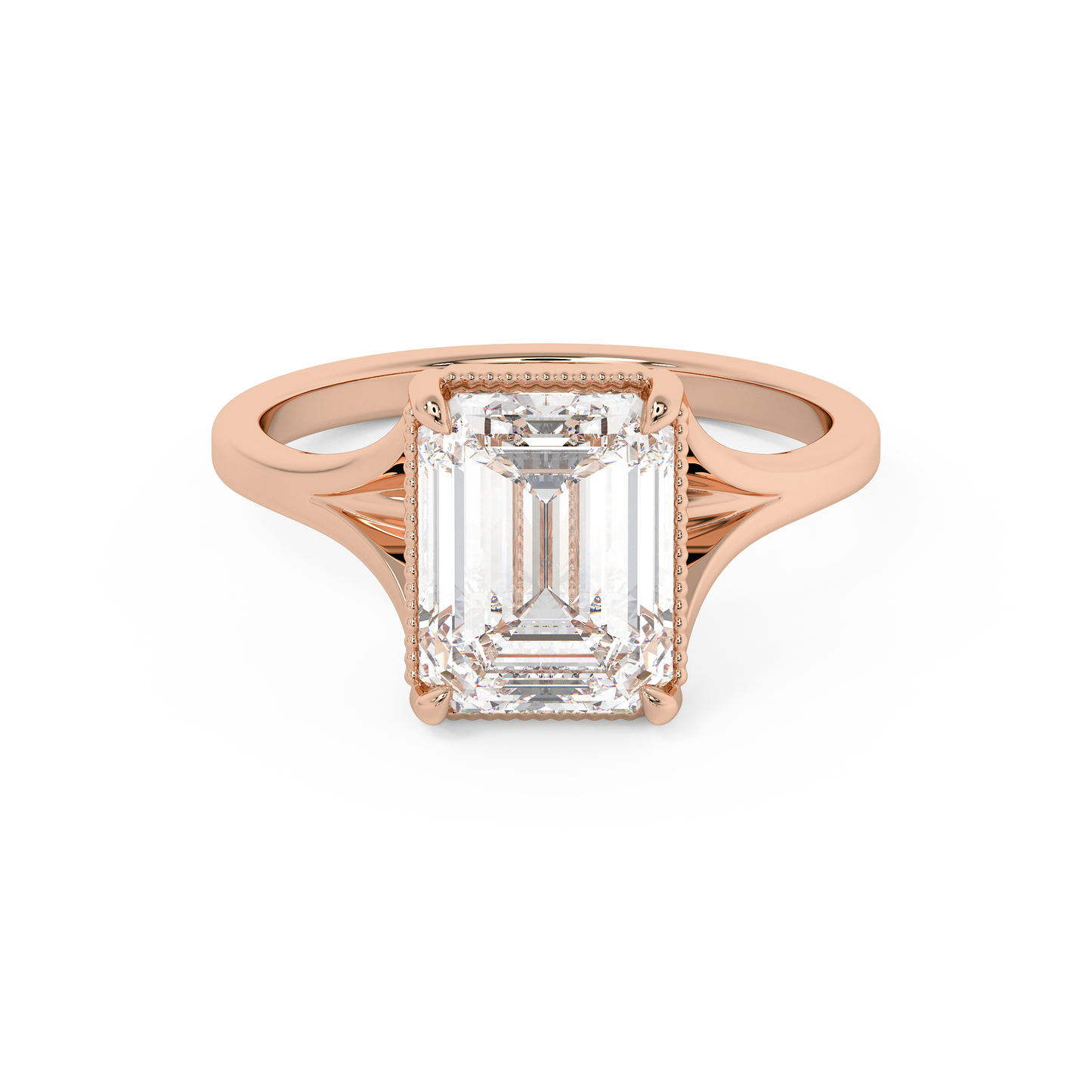 Emerald Solitaire Lab Grown Diamond Engagement Ring