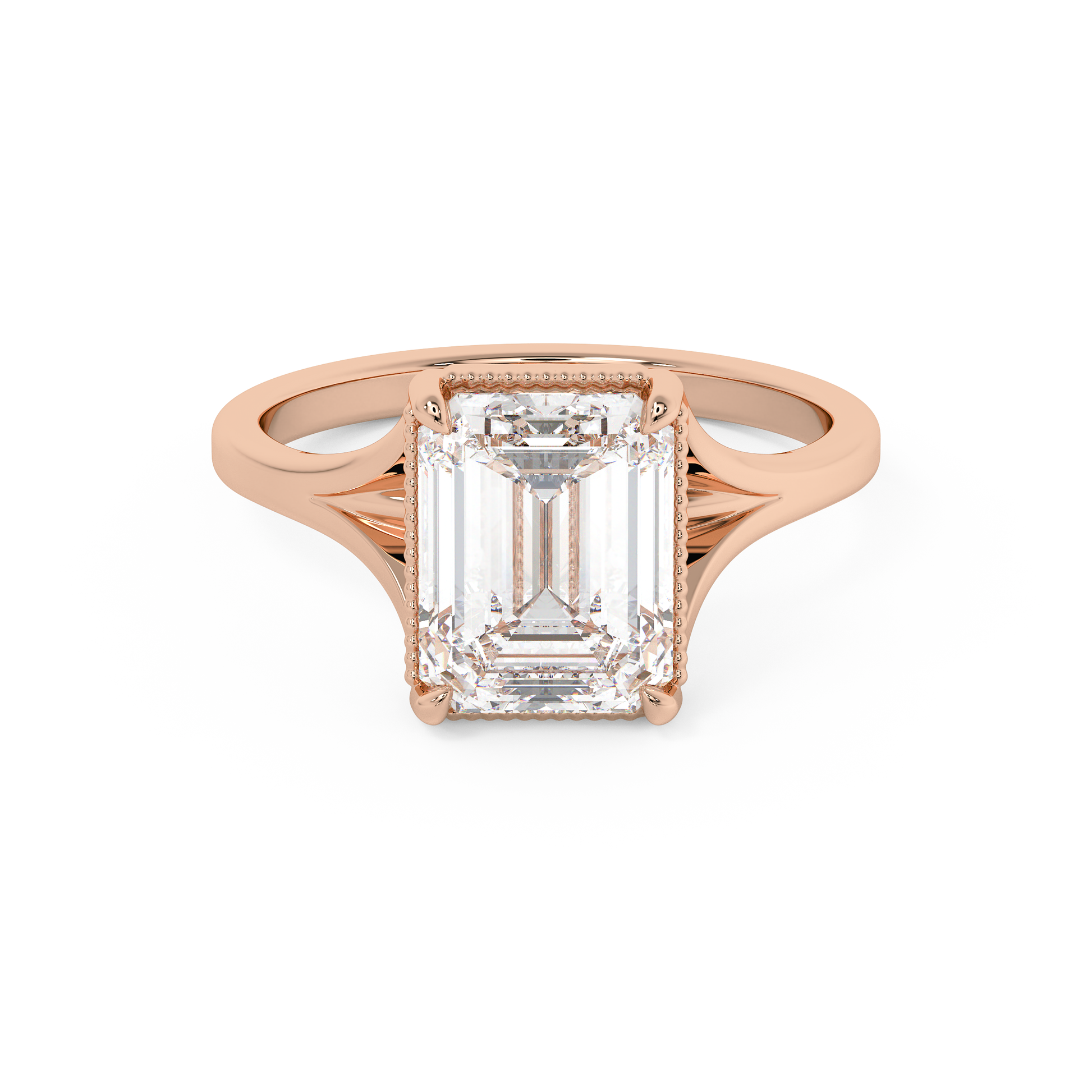 Emerald Solitaire Lab Grown Diamond Engagement Ring