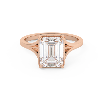 Emerald Solitaire Lab Grown Diamond Engagement Ring