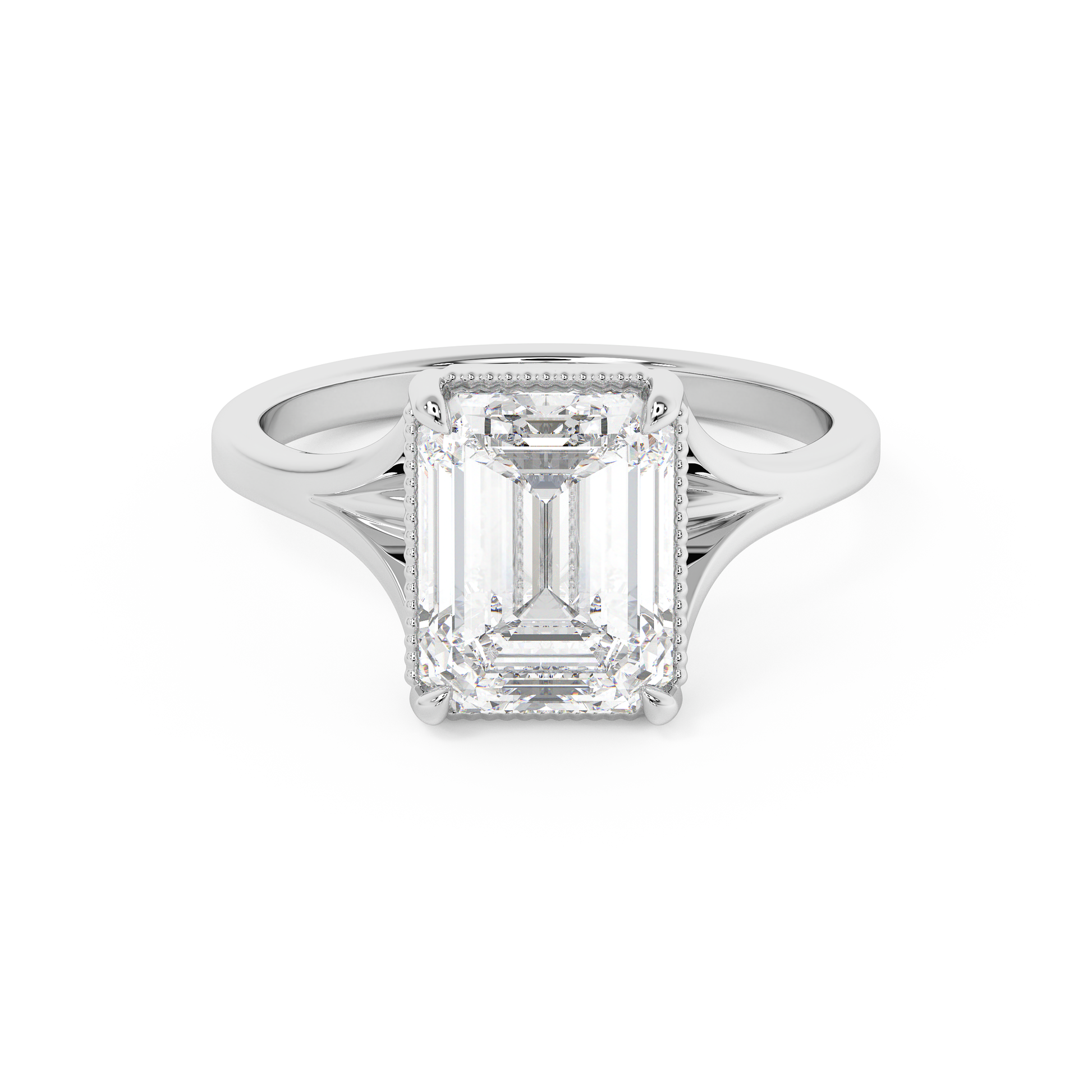 Emerald Solitaire Lab Grown Diamond Engagement Ring