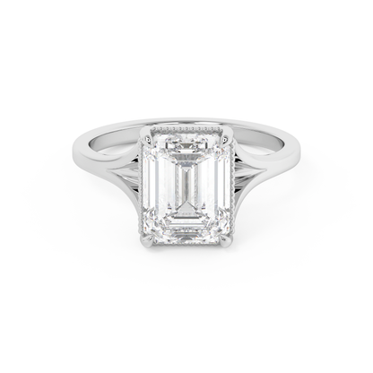 Emerald Solitaire Lab Grown Diamond Engagement Ring