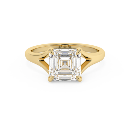 Emerald Solitaire Lab Grown Diamond Engagement Ring