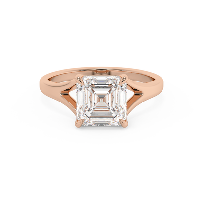 Emerald Solitaire Lab Grown Diamond Engagement Ring