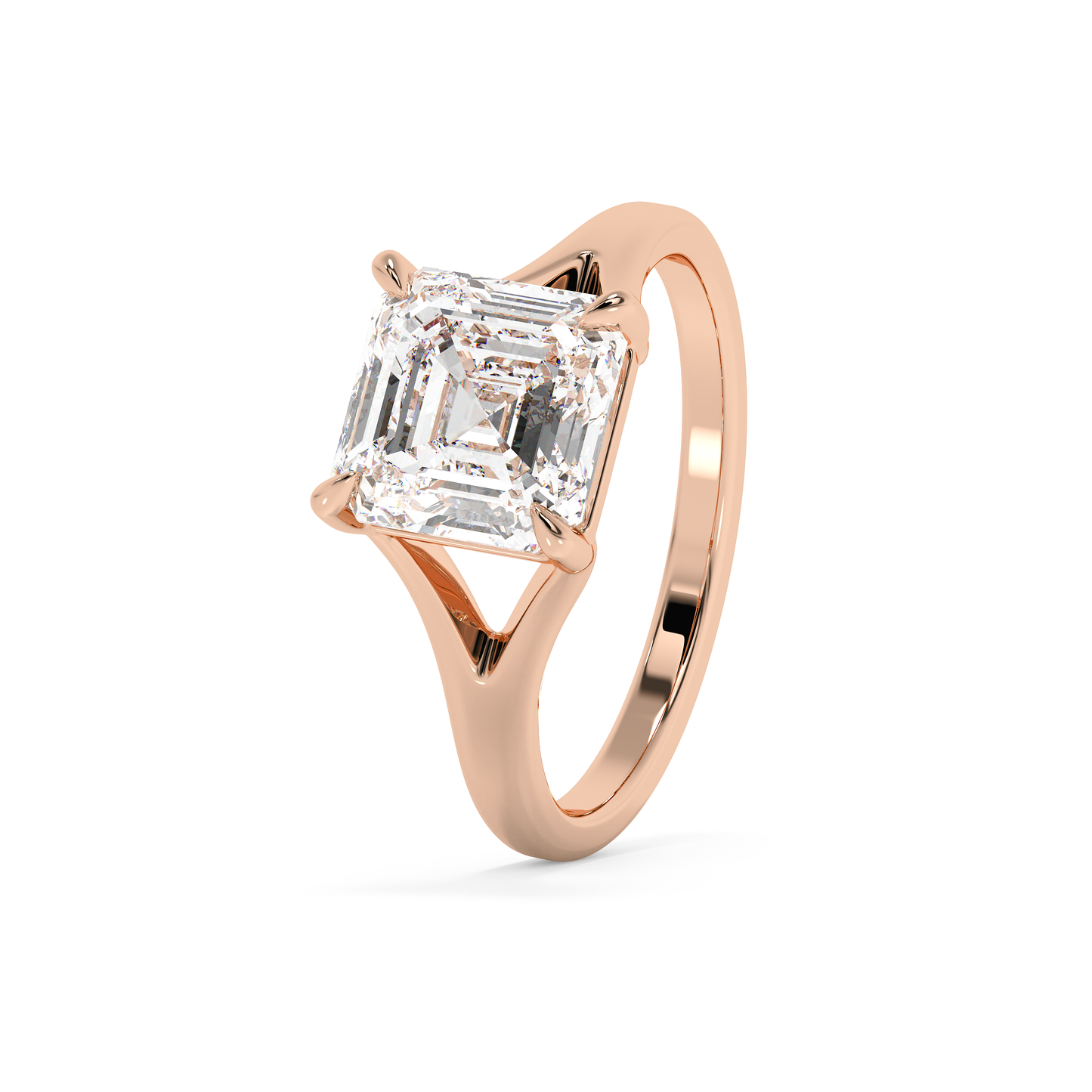 Emerald Solitaire Lab Grown Diamond Engagement Ring