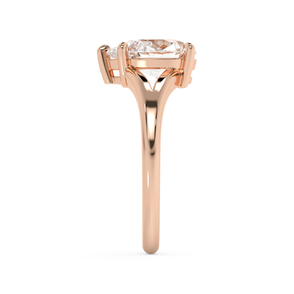 Emerald Solitaire Lab Grown Diamond Engagement Ring