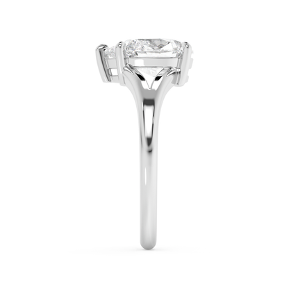 Emerald Solitaire Lab Grown Diamond Engagement Ring