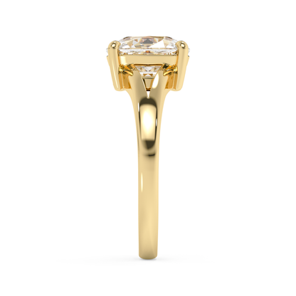 Emerald Solitaire Lab Grown Diamond Engagement Ring