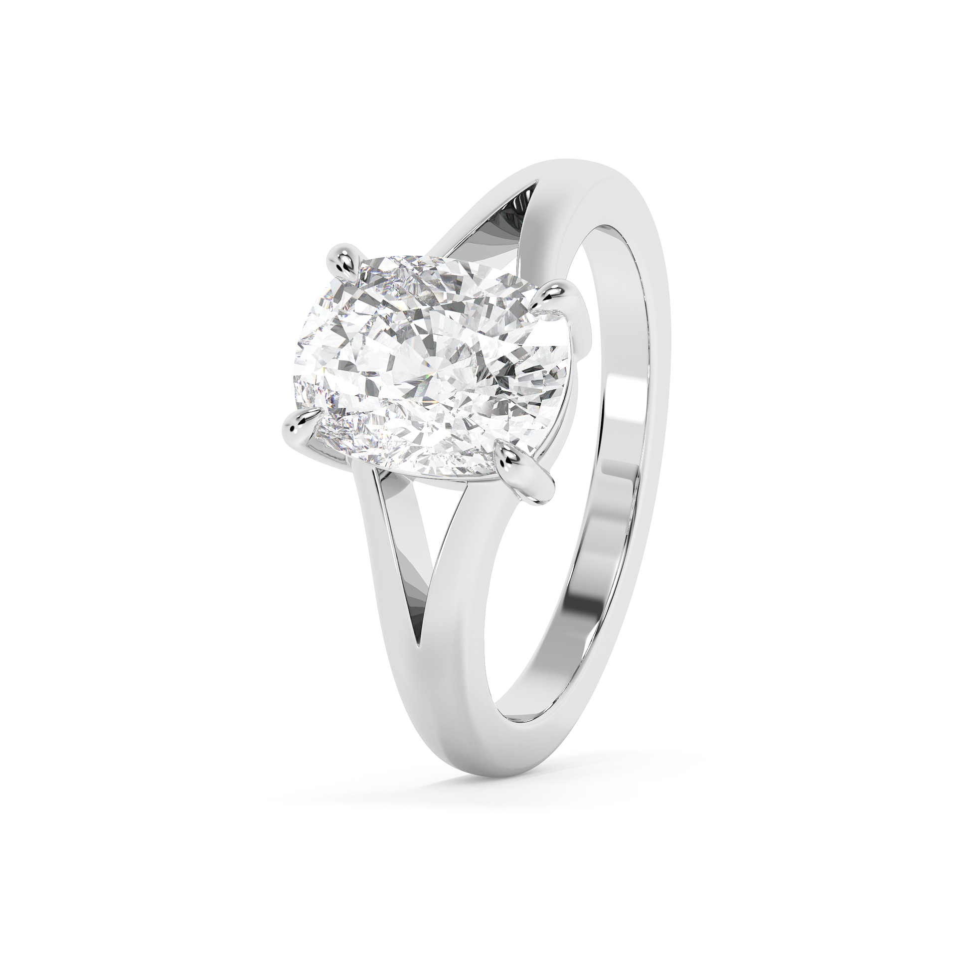 Emerald Solitaire Lab Grown Diamond Engagement Ring