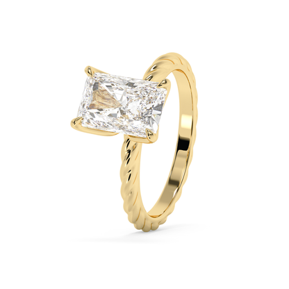 Emerald Solitaire Lab Grown Diamond Engagement Ring