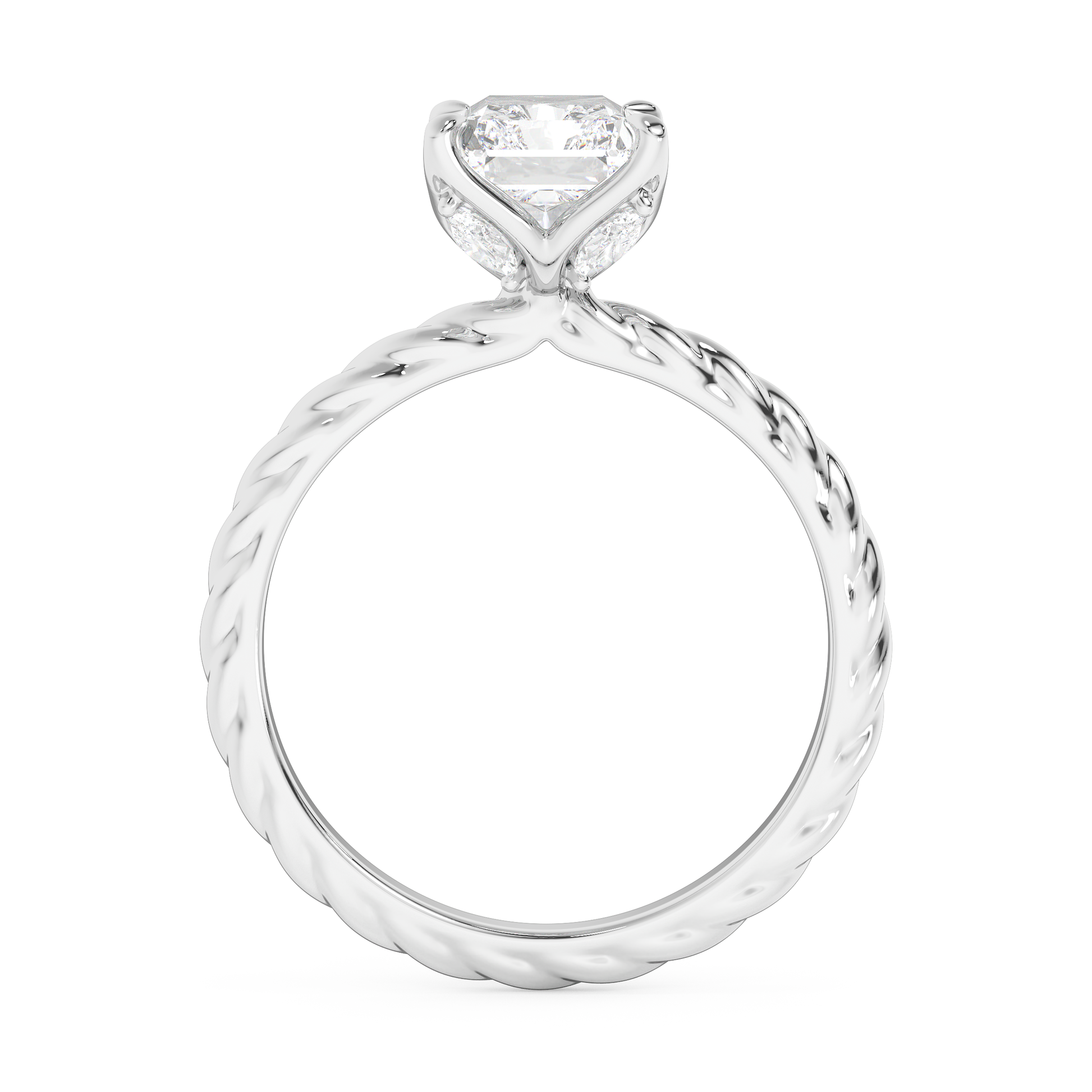 Emerald Solitaire Lab Grown Diamond Engagement Ring
