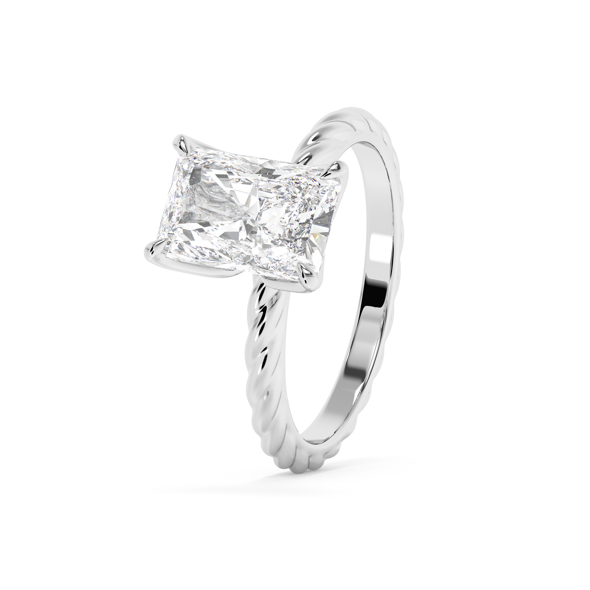 Emerald Solitaire Lab Grown Diamond Engagement Ring