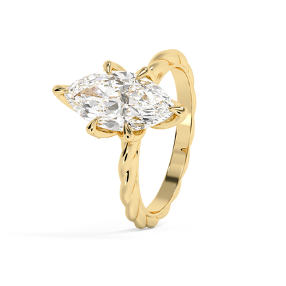 Emerald Solitaire Lab Grown Diamond Engagement Ring