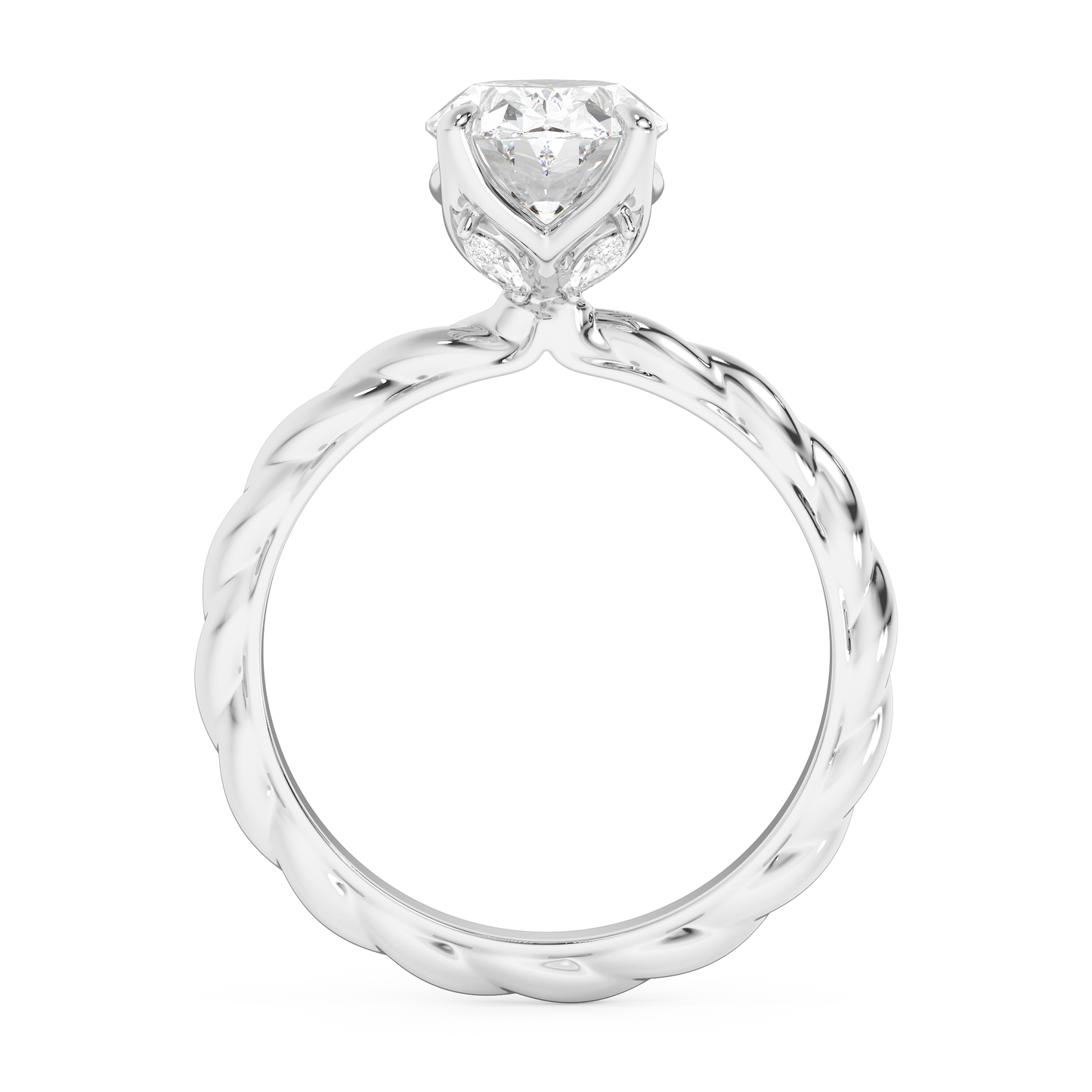 Emerald Solitaire Lab Grown Diamond Engagement Ring