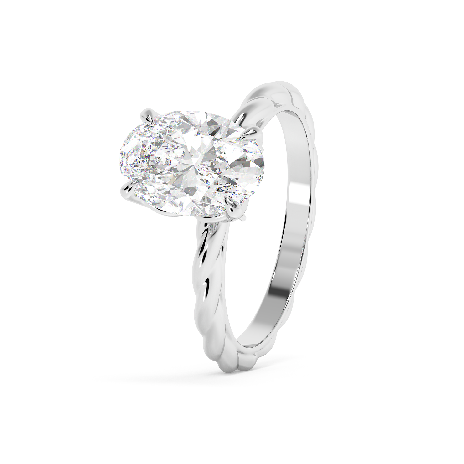 Emerald Solitaire Lab Grown Diamond Engagement Ring