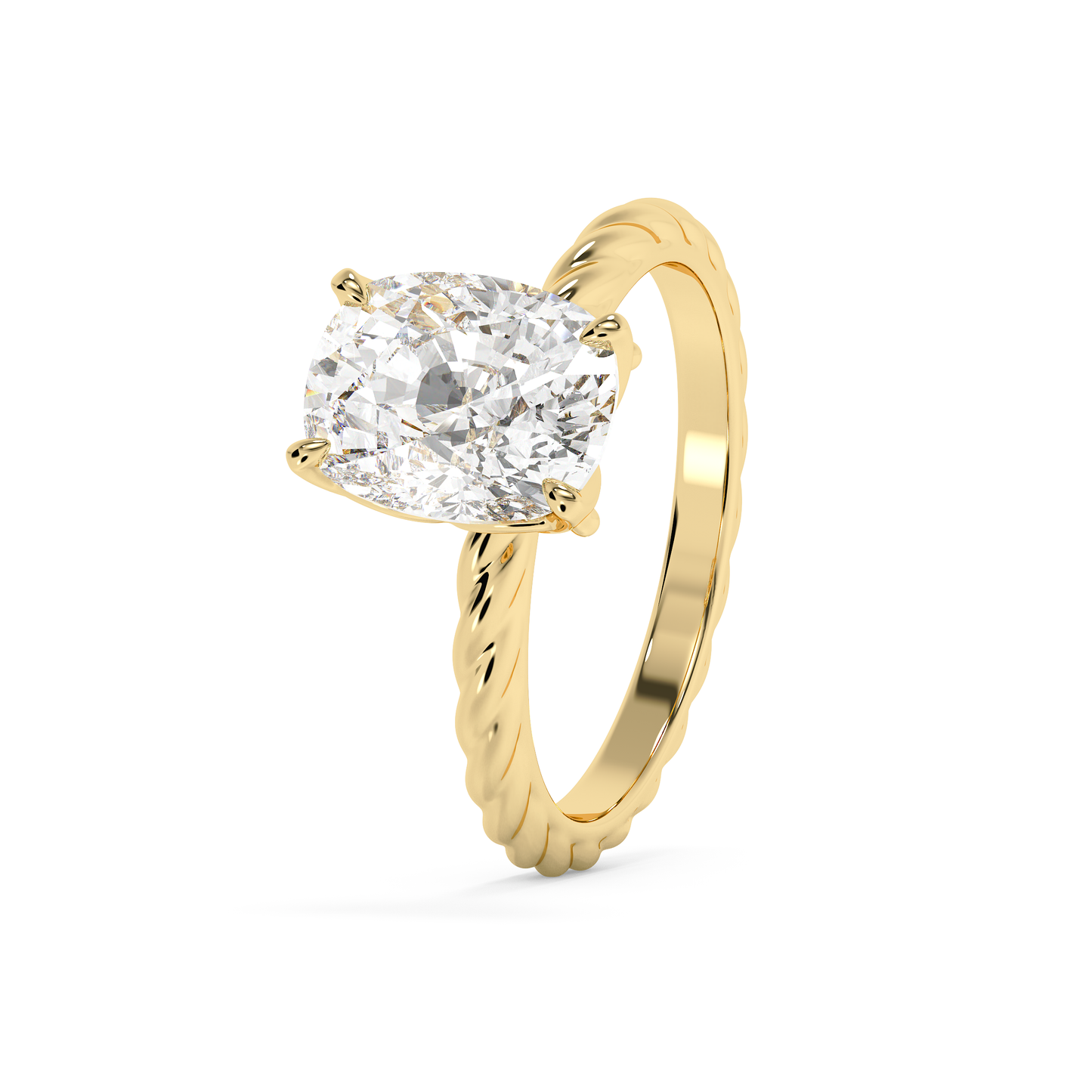 Emerald Solitaire Lab Grown Diamond Engagement Ring