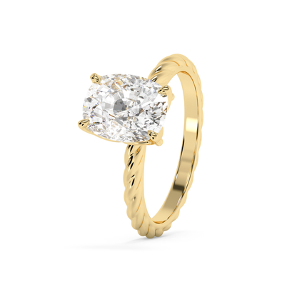 Emerald Solitaire Lab Grown Diamond Engagement Ring