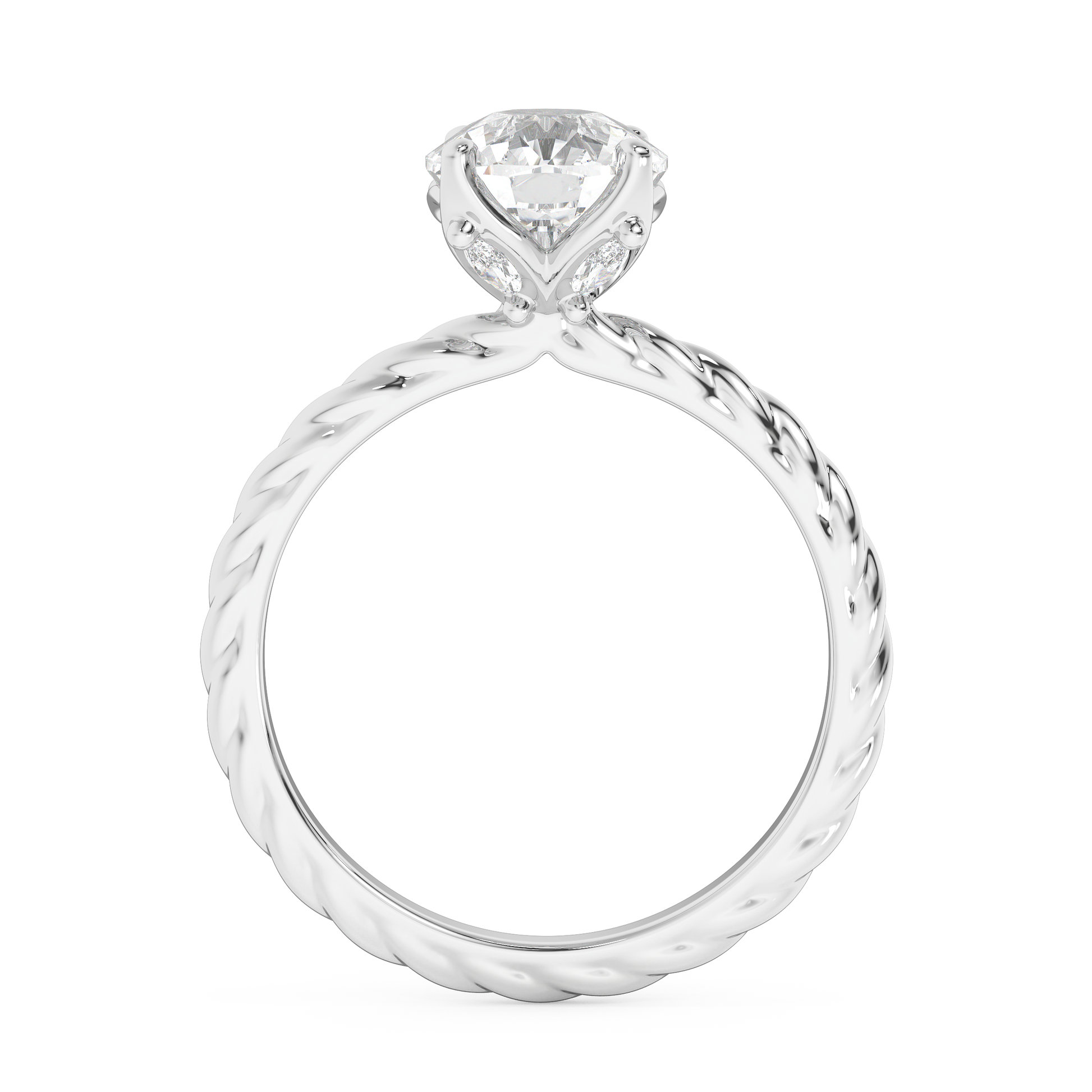 Emerald Solitaire Lab Grown Diamond Engagement Ring