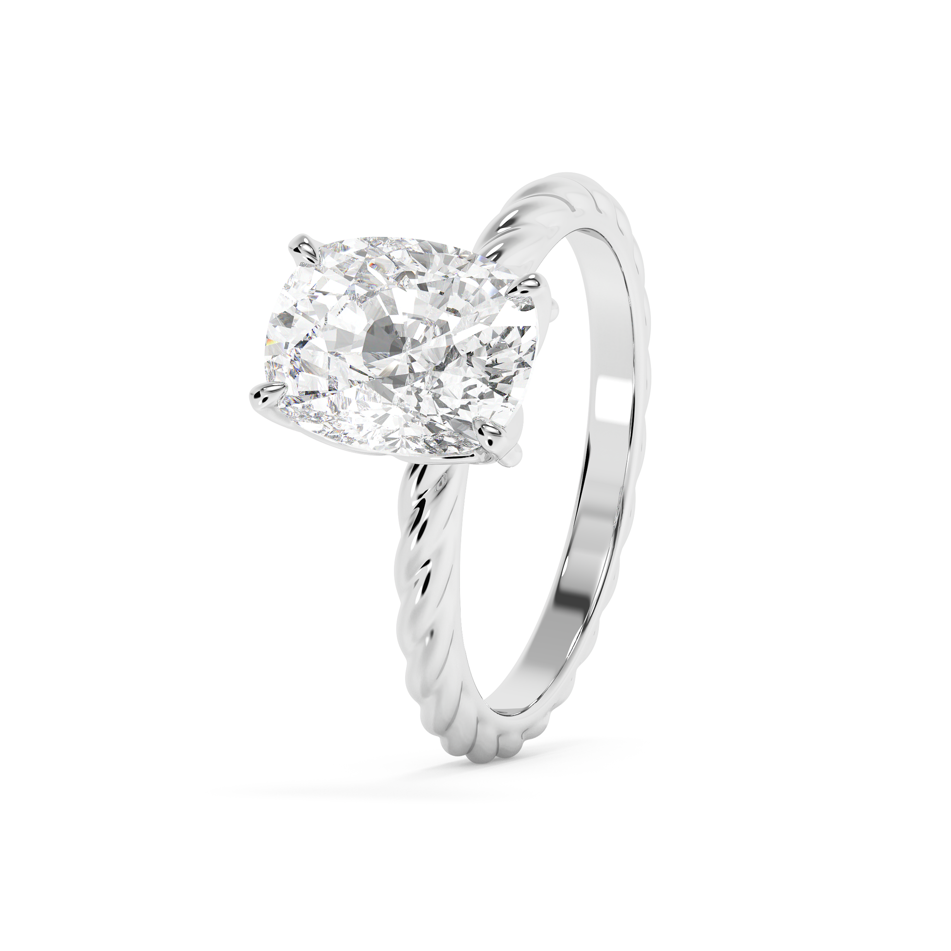 Emerald Solitaire Lab Grown Diamond Engagement Ring