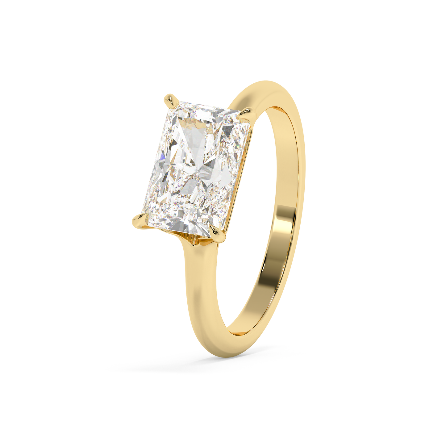 Emerald Solitaire Lab Grown Diamond Engagement Ring