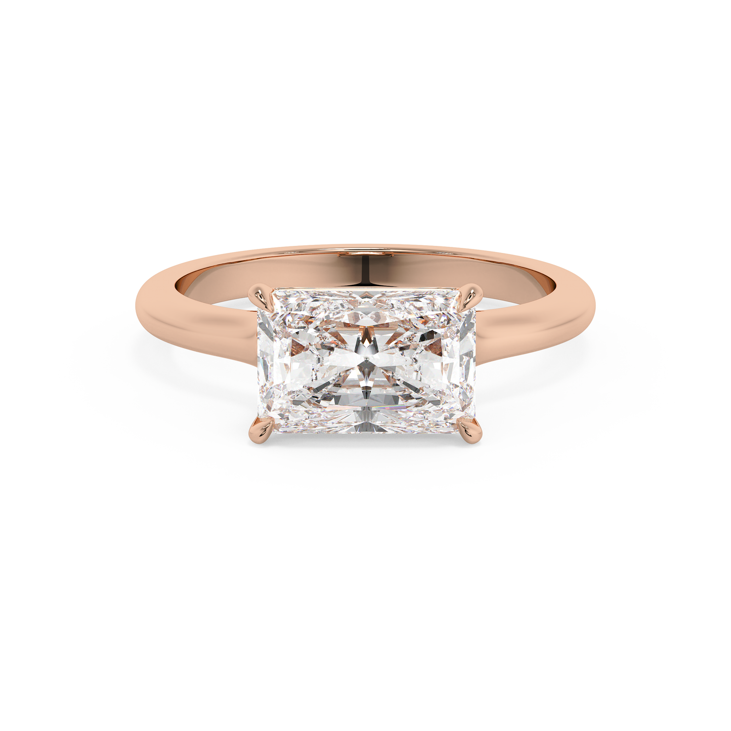 Emerald Solitaire Lab Grown Diamond Engagement Ring