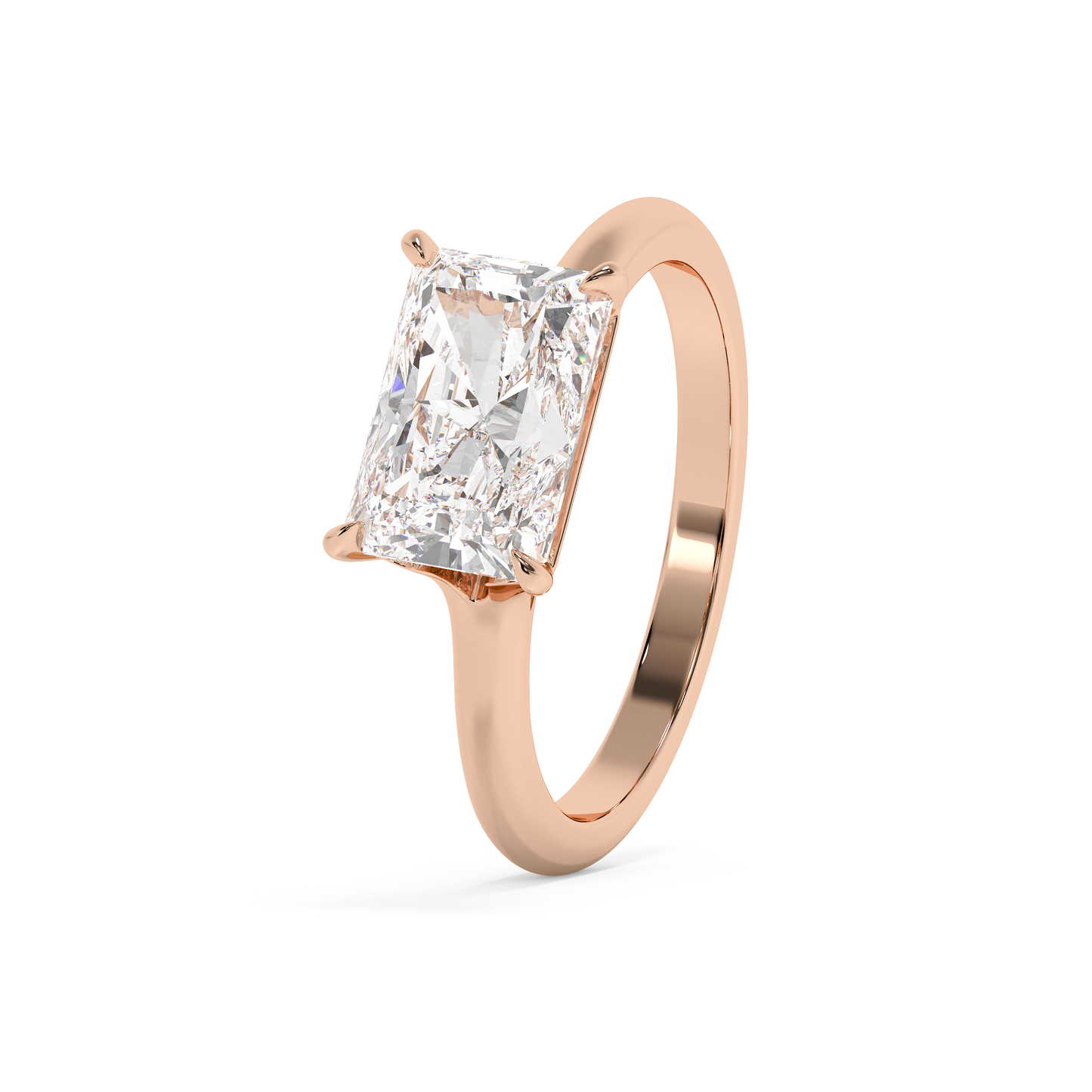 Emerald Solitaire Lab Grown Diamond Engagement Ring