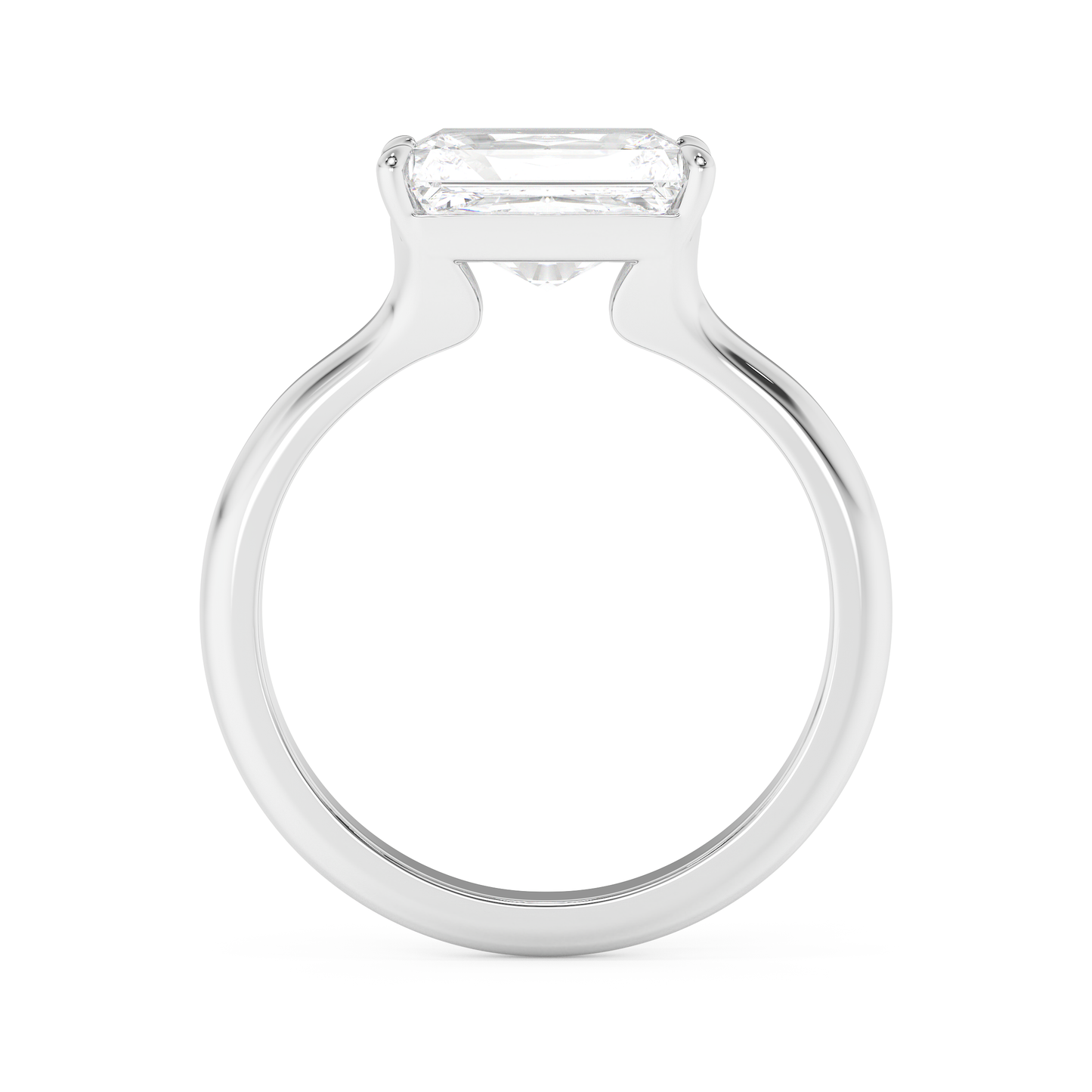 Emerald Solitaire Lab Grown Diamond Engagement Ring