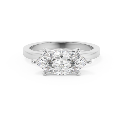 Emerald Solitaire Lab Grown Diamond Engagement Ring