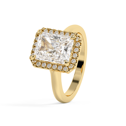 Emerald Solitaire Lab Grown Diamond Engagement Ring
