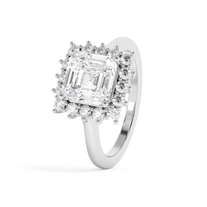 Emerald Solitaire Lab Grown Diamond Engagement Ring