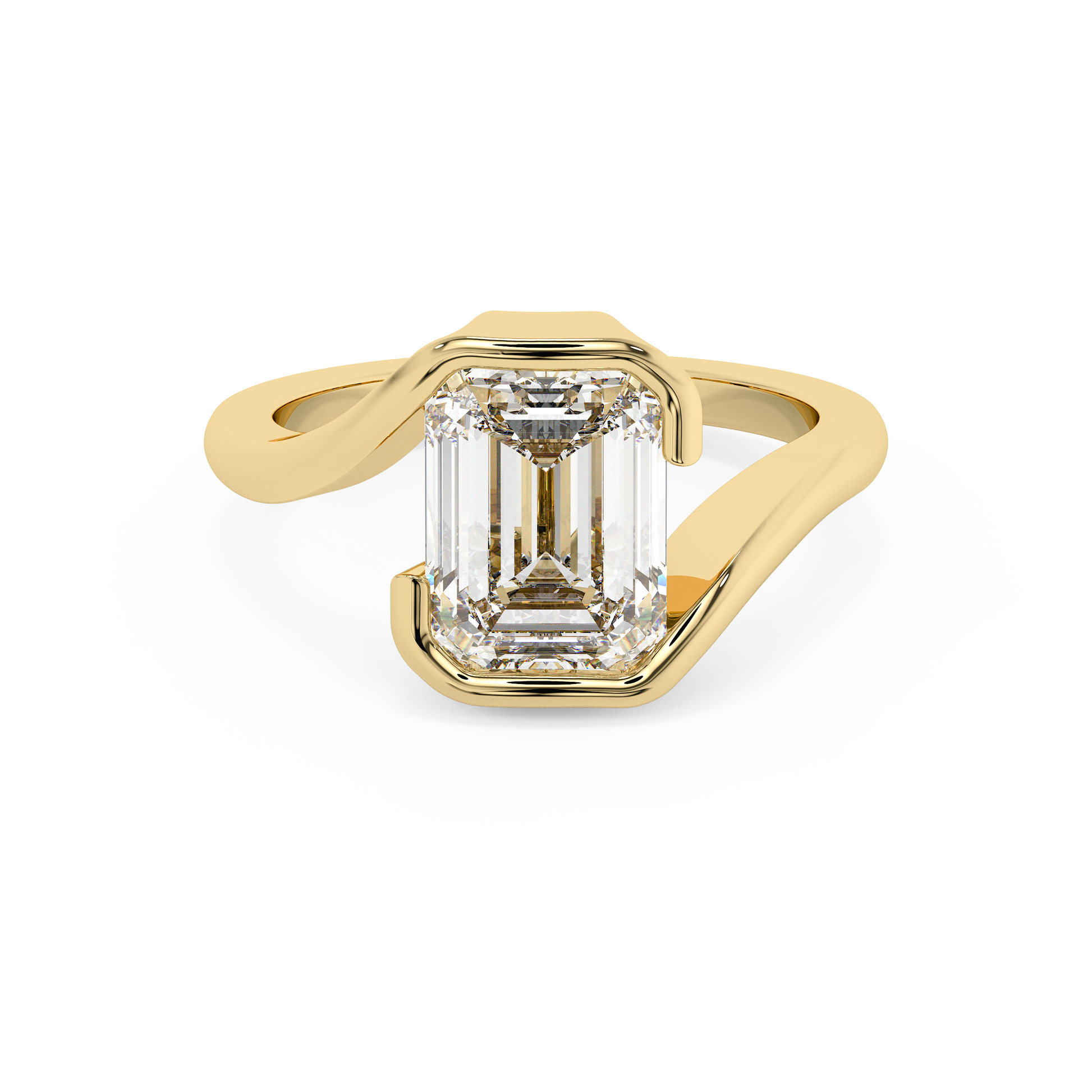 Emerald Solitaire Lab Grown Diamond Engagement Ring