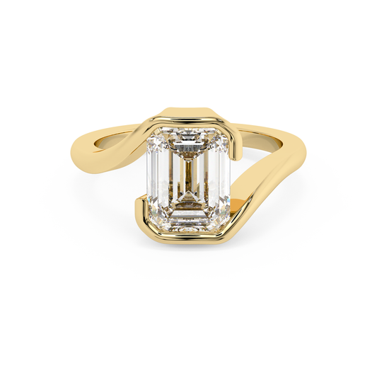 Emerald Solitaire Lab Grown Diamond Engagement Ring
