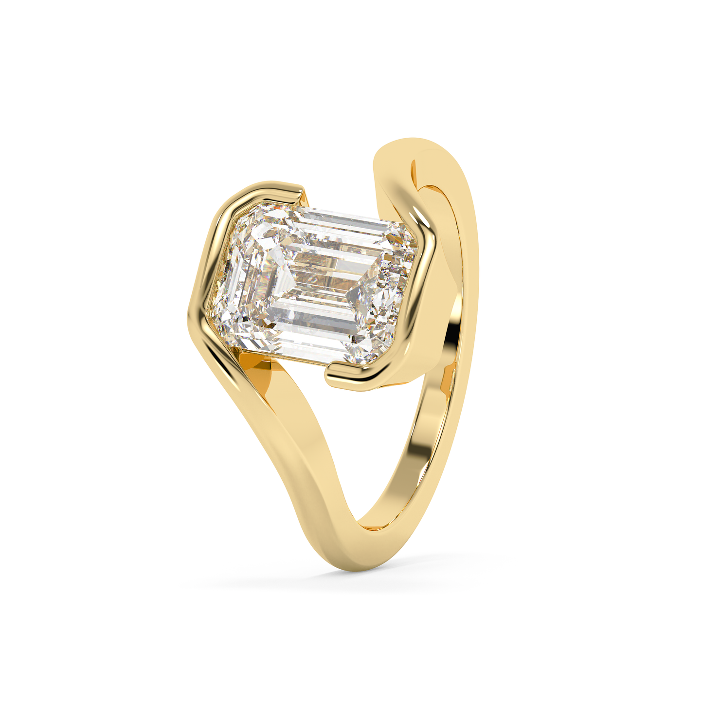 Emerald Solitaire Lab Grown Diamond Engagement Ring