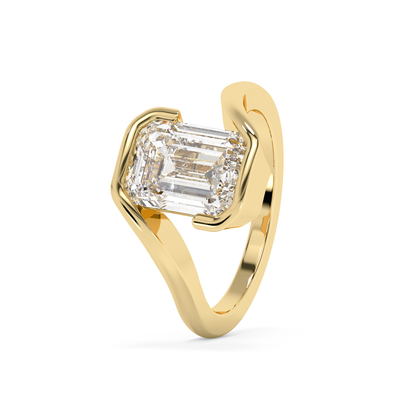 Emerald Solitaire Lab Grown Diamond Engagement Ring