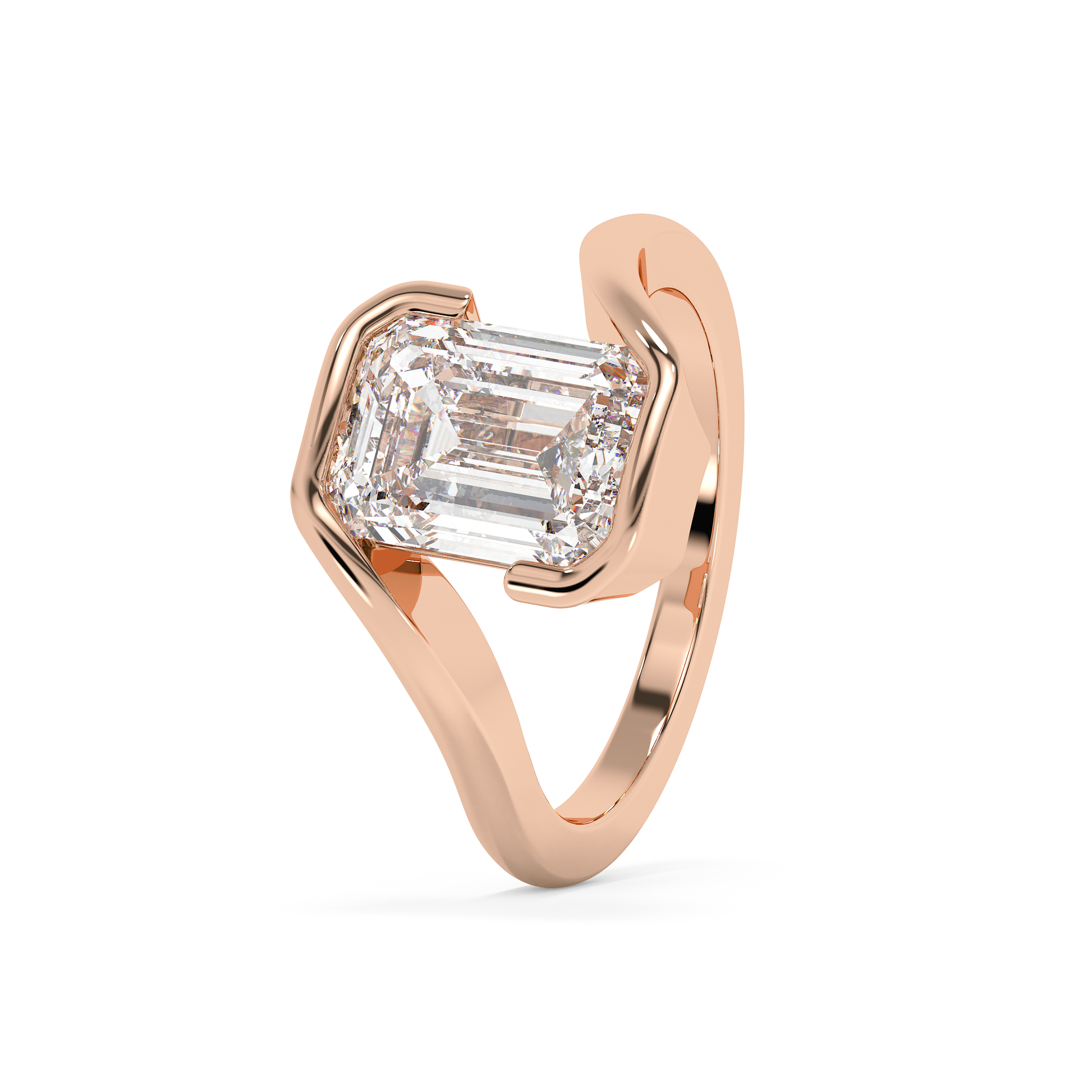 Emerald Solitaire Lab Grown Diamond Engagement Ring