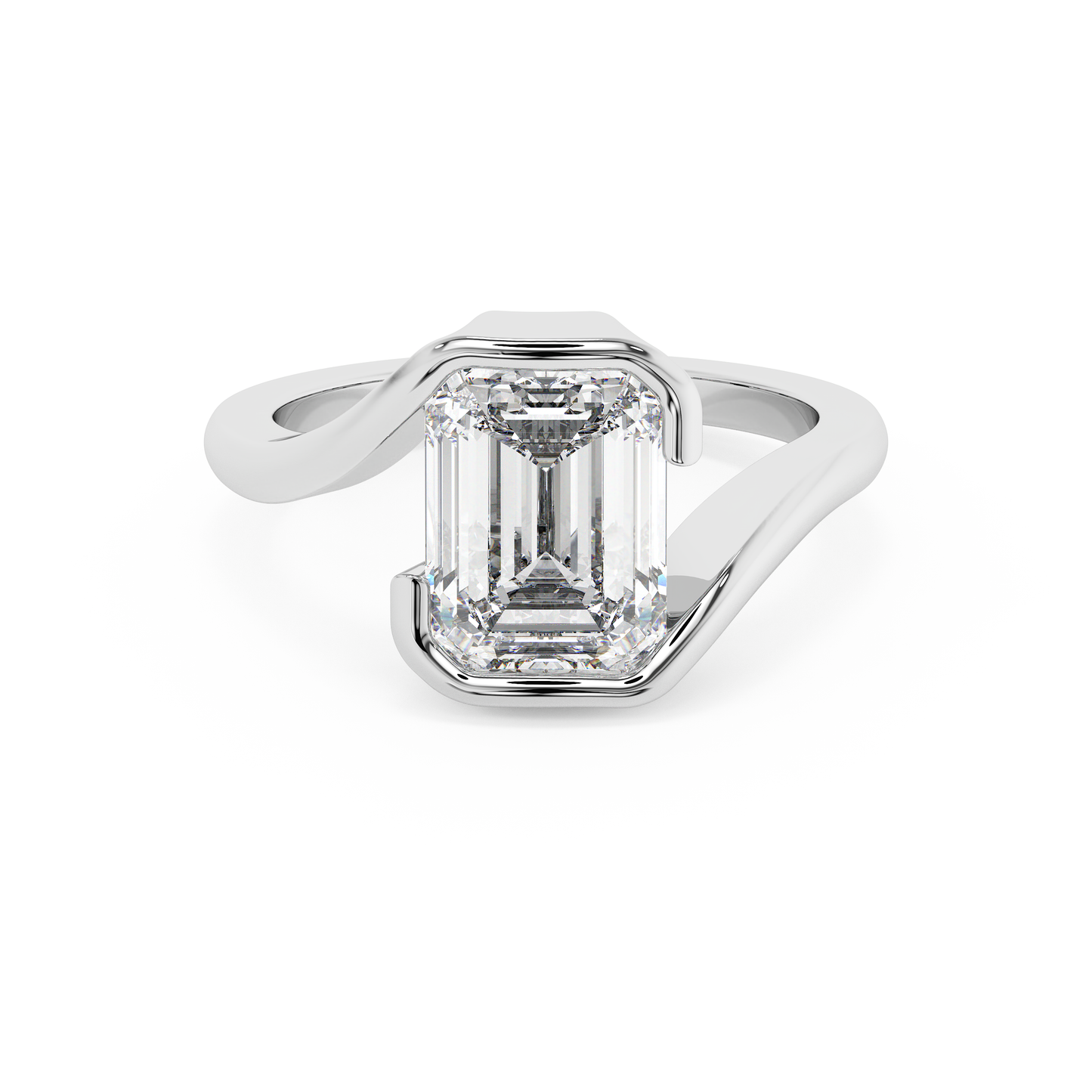 Emerald Solitaire Lab Grown Diamond Engagement Ring