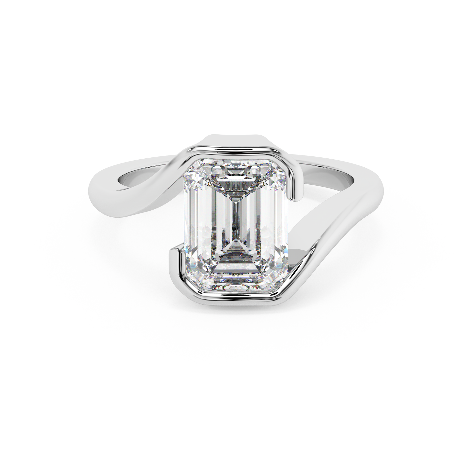 Emerald Solitaire Lab Grown Diamond Engagement Ring
