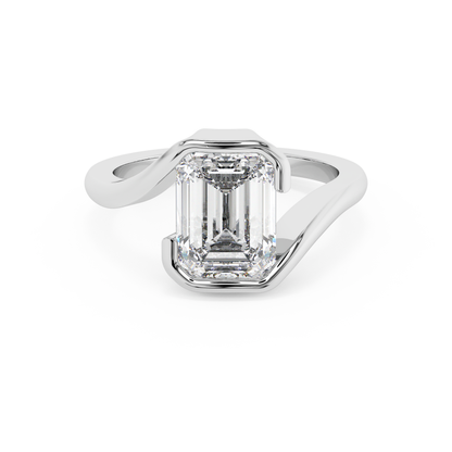 Emerald Solitaire Lab Grown Diamond Engagement Ring