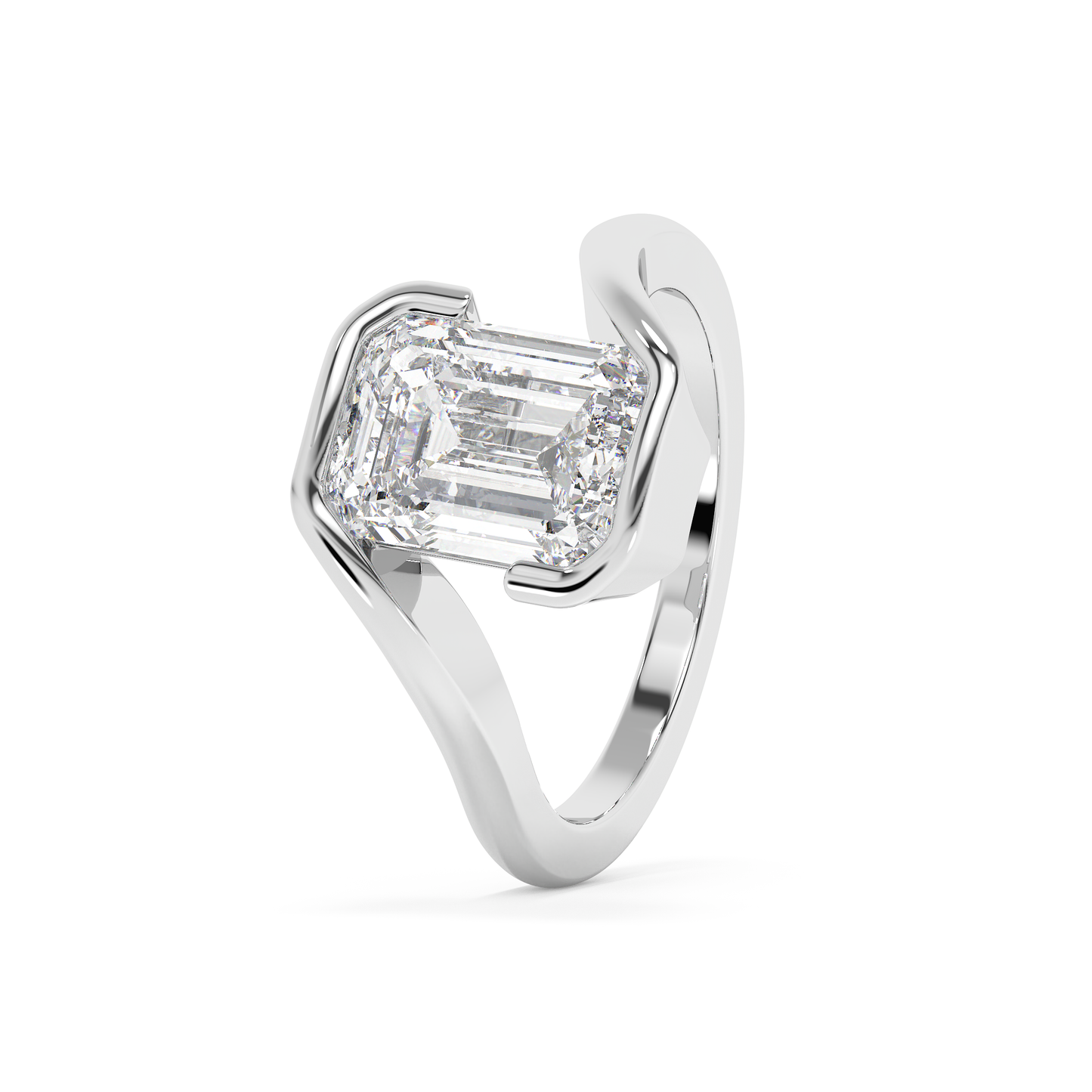Emerald Solitaire Lab Grown Diamond Engagement Ring