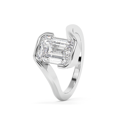 Emerald Solitaire Lab Grown Diamond Engagement Ring