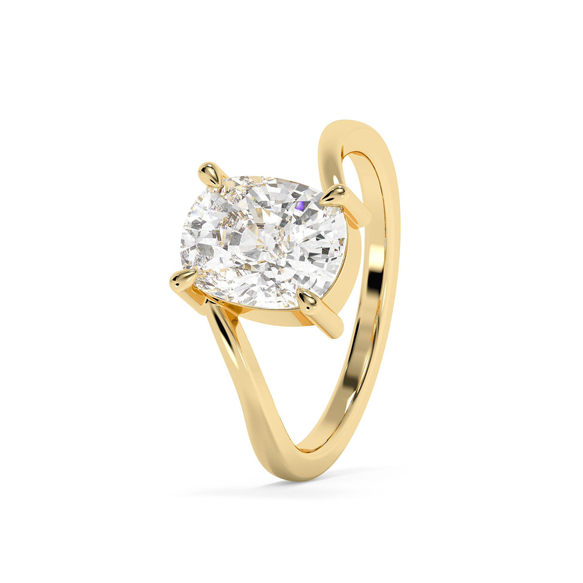 Emerald Solitaire Lab Grown Diamond Engagement Ring