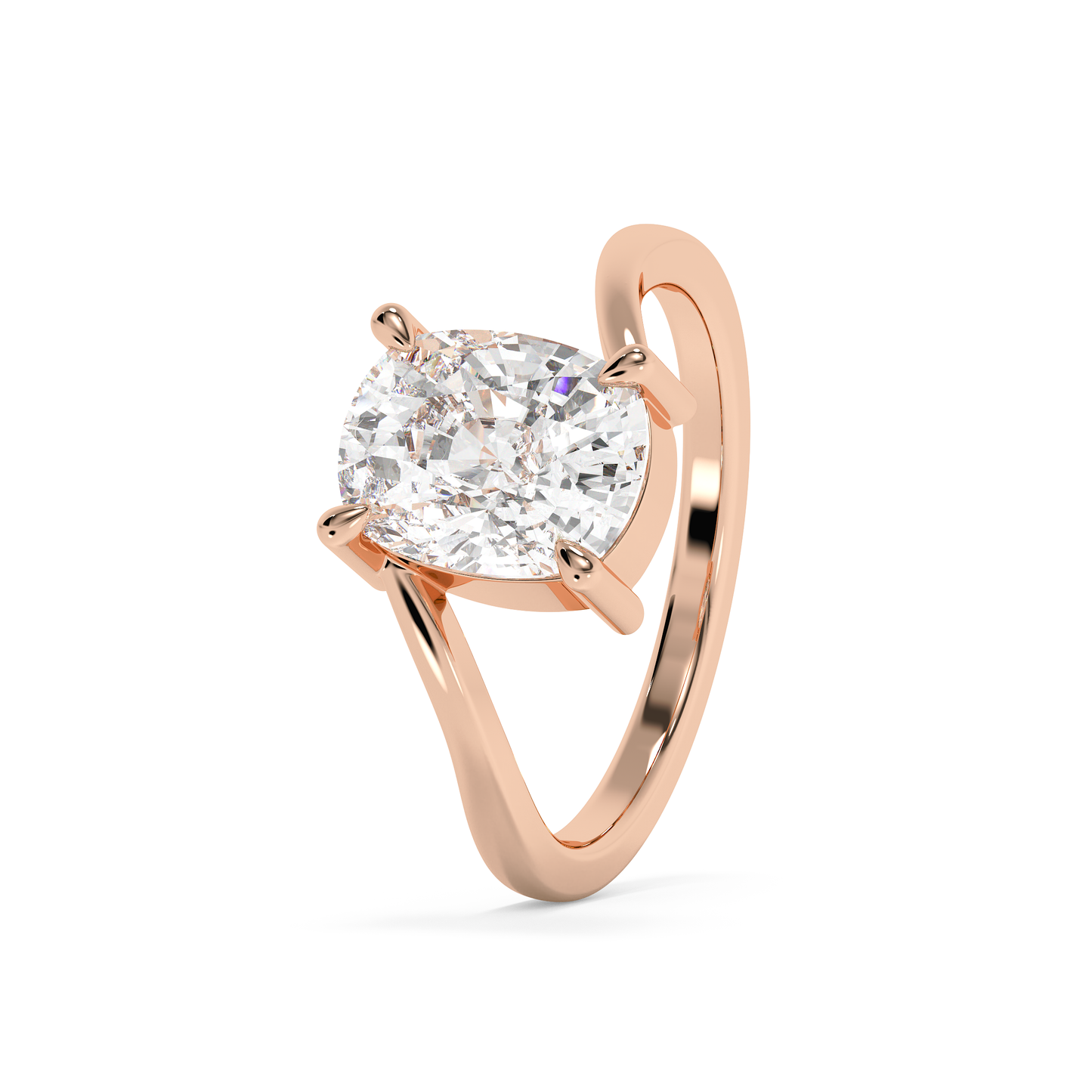 Emerald Solitaire Lab Grown Diamond Engagement Ring