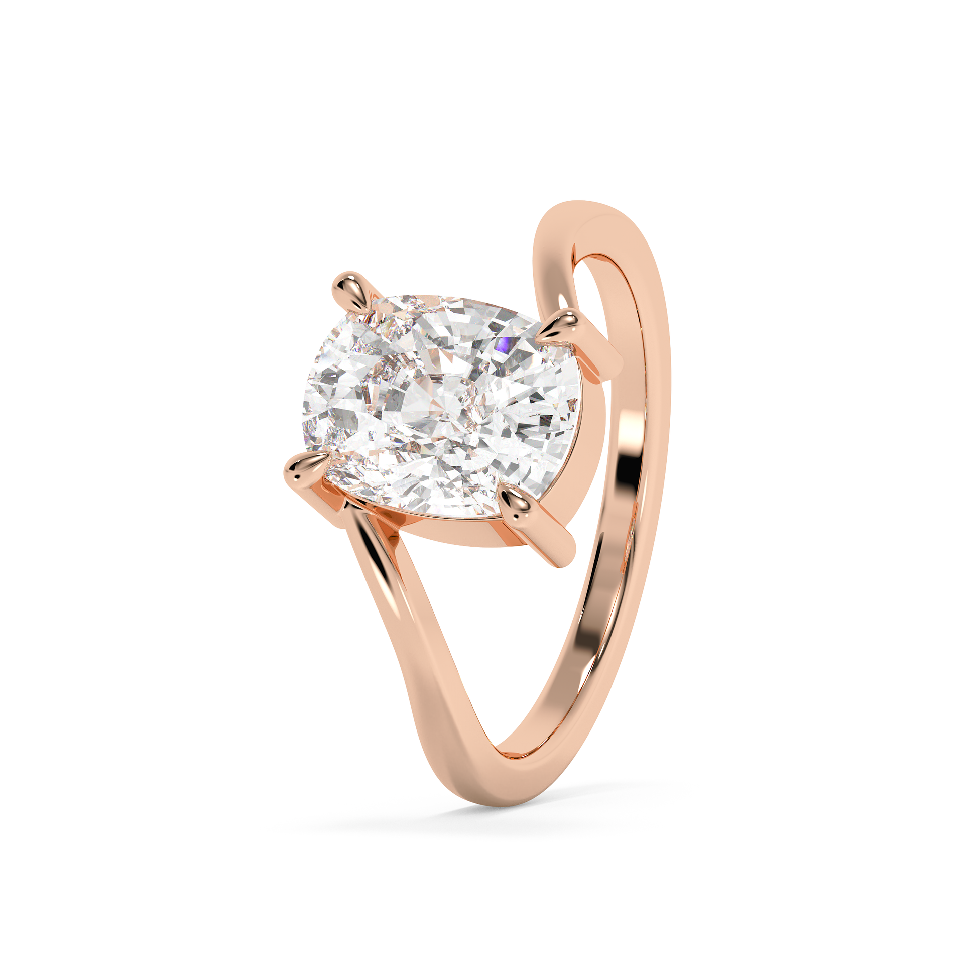 Emerald Solitaire Lab Grown Diamond Engagement Ring