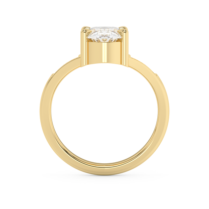 Emerald Solitaire Lab Grown Diamond Engagement Ring